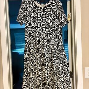 LuLaRoe Black and White Floral Midi Dress